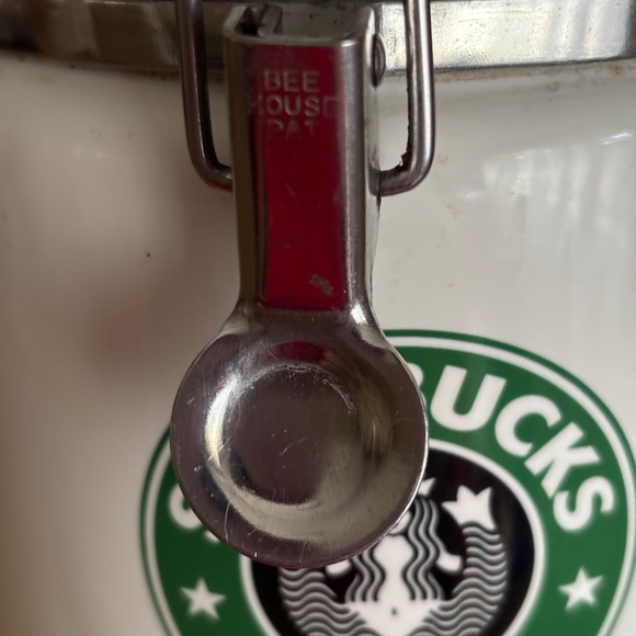 Starbucks Coffee Canister with Latch White Ceramic with Green Mermaid - Picture 3 of 5